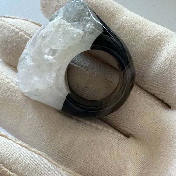 Natural Quartz Ring, White & Brown | Size 6.5 | NWT - Picture 7 of 7